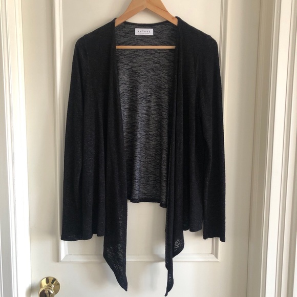 VELVET by Graham & Spencer Cardigan Ballet Tie Wrap Black Small - Picture 2 of 9